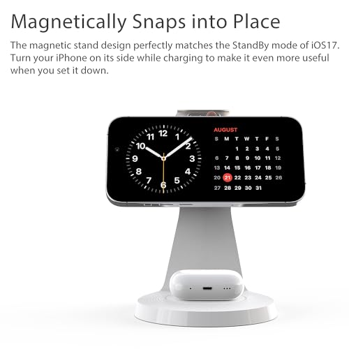 3 in 1 Charging Station for Apple Devices,Mag-Safe Charger Stand Fast Charging,Wireless Charger for iPhone 16/15/14/13/12 Series,& AirPods,& iWatch(USB-C Charger Included) - color: White