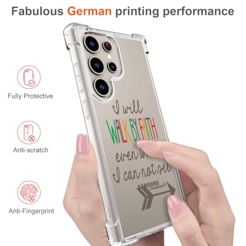 Hungo Galaxy S24 Ultra Case Christian Bible Verses Cute Clear Design, Girly for Women Girls Transparent Case Compatible with Samsung Galaxy S24 Ultra Religious Religion - color: Bible Verses