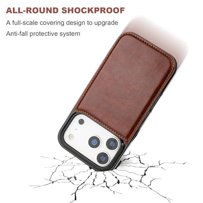 ONETOP for iPhone 17 Pro Wallet Case with Credit Card Holder,Brown | Kickstand,ID/Cash Holder,Case Wallet with Card Slots,Double Magnetic Clasp,Durable PU Leather Shockproof Cover for Women Men - color: Brown