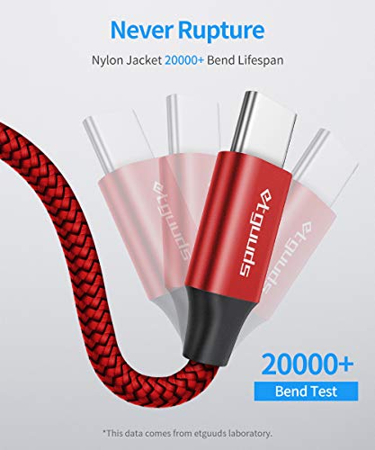 etguuds USB to USB C Cable, 4-Pack USB A to USB C Cable Fast Charging - color: Red, size: 1ft,3ft,6ft,10ft