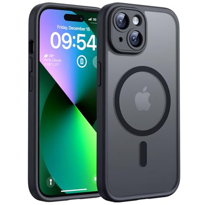 TOCOL Magnetic for iPhone 13 Case, Upgraded Full Camera Protection, Compatible with Magsafe, Drop Protection, Translucent Matte Back Bumper Phone Cover 6.1-Inch (Black) - color: Matte Black, size: Iphone 13