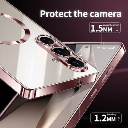 Hurgoer for Samsung Galaxy S25 Case.Soft TPU Electroplated Frame Cover with Clear Back.Drop Tested Protective Full Body S24 Case.Thin Light Slim【Not Magsafe】 (Rose Gold, S25/S24) - color: Rose Gold, size: S25/S24