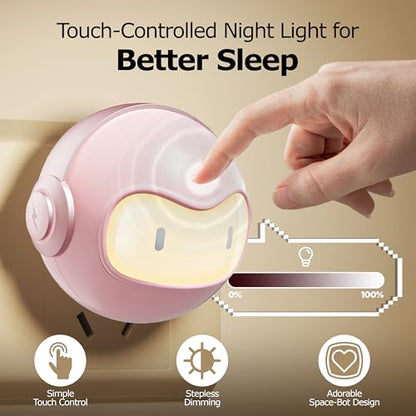 Cute 30W USB C Night Light Wall Charger Space Bot GaN Fast PD Charging Block - Touch Dimmable LED Lamp Power Adapter for iPhone 16, 15 Pro Max, Galaxy S24, iPad, MacBook Air (Beige) - color: Beige