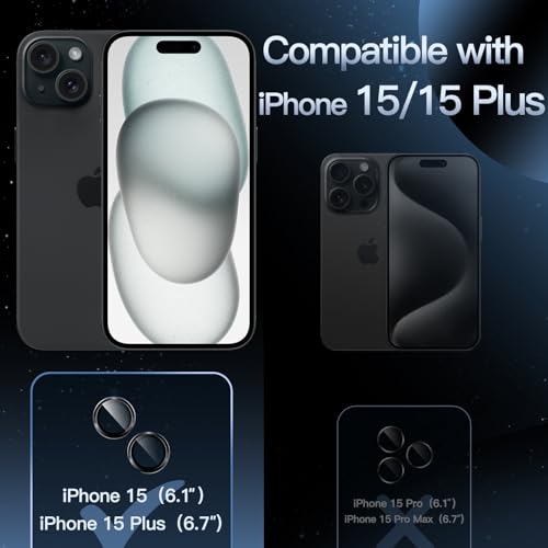 JETech Camera Lens Protector for iPhone 15/15 Plus, Midnight, 1 Set - color: Midnight