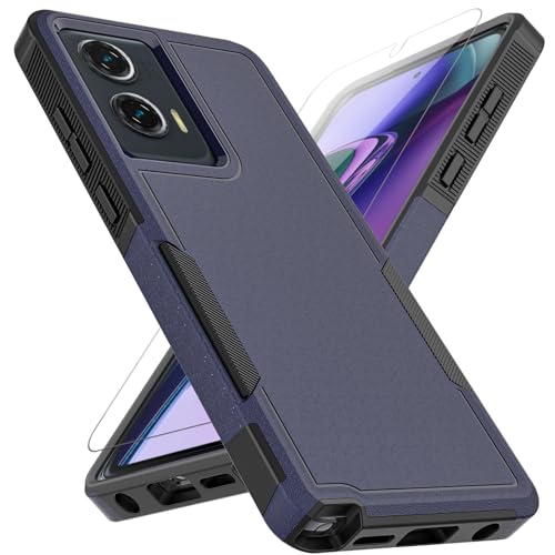 for Moto G Stylus 5G 2024 Case: Dual Layer Protective Heavy Duty Cell Phone Cover Shockproof Rugged with HD Screen Protector - Military Protection Bumper Tough - Motorola Moto G Stylus 5G 2024, Blue - color: Navy Blue (PC) + Black (TPU)