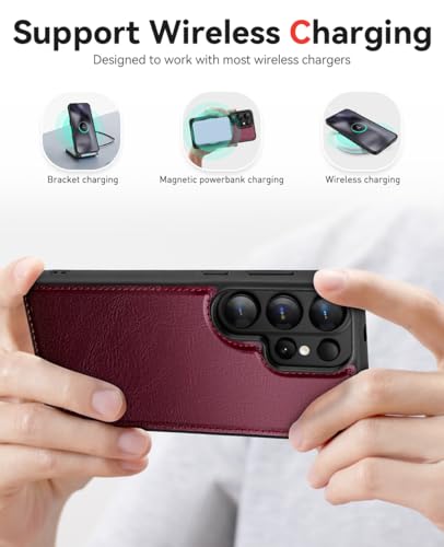 OCASE for Samsung Galaxy S26 Ultra Detachable Wallet Case with Card Holder, [2 in 1] PU Leather Flip Folio Case with RFID Blocking Stand Wrist Strap Shockproof Phone Cover 2026, Burgundy - color: Burgundy, size: Samsung Galaxy S26 Ultra