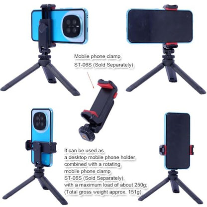Mini Portable Tripod Holder Bracket Support with 1/4 Screw Head MT-14-1 Compatible with Micro SLR Camera and Smart Mobile Phone Clamp ST-07 / ST-06S