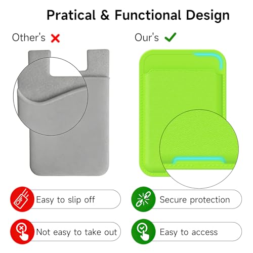 oakxco Phone Wallet Stick On, Slim Thin Adhesive ID Credit Card Holder Wallet Pocket Back of Phone Case, Hard Shell Plastic Sleeve Sticky Card Wallets Pouch for iPhone Samsung Pixel, Neon Green - color: Neon Green