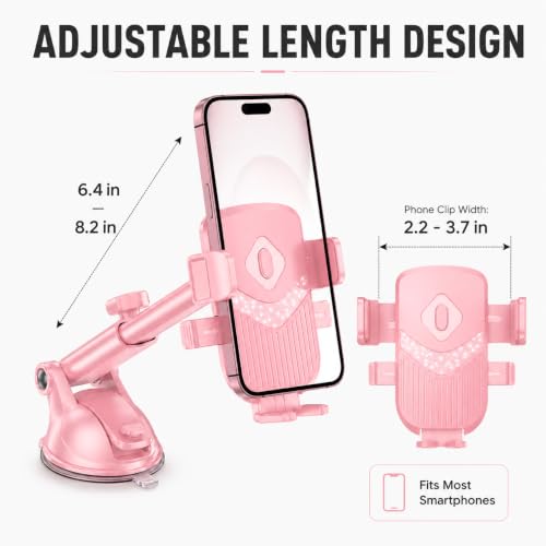 Pink Car Phone Holder, 360° Dashboard Windshield Air Vent Mount - color: Pink