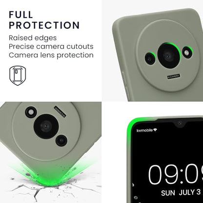 kwmobile Case Compatible with Xiaomi Redmi A3 Case - Protective Slim TPU Phone Cover - Soft Matte Finish - Gray Green - color: gray green