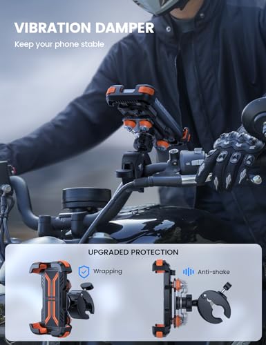 Lamicall Motorcycle Phone Mount Holder with Dual Vibration Dampener - color: Orange