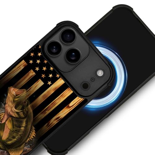 DJSOK Case for iPhone 17 Pro,Compatible with MagSafe,Anti-Scratch Shockproof Case,Wood American Flag Fish - color: Wood American Flag Fish, size: IPhone 17 Pro