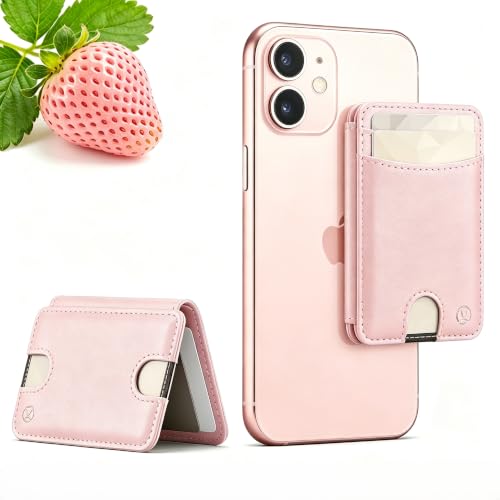 WJX MagSafe Magnetic Phone Wallet, RFID Slim 6 Card Holder with Cash Slot & Clear ID Window, Mini Gift‑Ready Wallet for Google/Samsung/iPhone 17/16/15/14/13/12 Series, Pink - color: D-Pink
