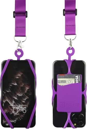 Gear Beast Cell Phone Lanyard with Adjustable Neck Strap Compatible with iPhone Galaxy & Most Smartphones - color: Purple