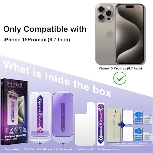 2 Pack Anti Blue Light Matte Screen Protector - color: Anti Blue Light Matte, size: iPhone 15 Pro Max