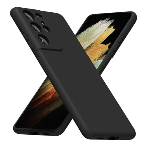 LoeoeL for Samsung Galaxy S21 Ultra Phone Case Silicone, Minimalist Ultra Thin Slim Soft Rubber Gel Solid Color Matte TPU Cute Case for Women Men, Girly Plain Aesthetic Design & Camera Cover, Black - color: Black, size: S21 Ultra