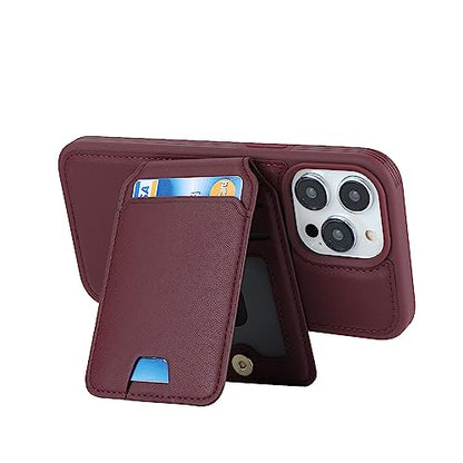 iCoverCase Wallet Case for iPhone 13 Pro Max/12 Pro Max Compatible with MagSafe, Magnetic Detachable Card Slots Holder PU Leather Kickstand Wireless Charging Case 6.7 Inch (Wine Red) - color: Wine Red