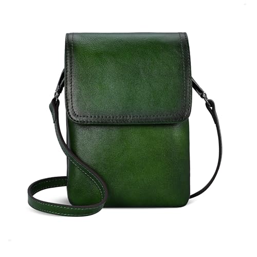 Iswee Rfid Blocking Small Crossbody Bag for Women Travel Classic Style | Genuine Leather,Adjustable Shoulder Strap,Fits 6.9" Phone,Anti-Theft Purse,Perfect for Daily Use and Weekend Travel - color: Green