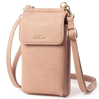 Crossbody Phone Purse for Women – RFID Phone Case Wallet w/Magnetic Closure & Separate Zipper Pocket Crossbody Bag - color: Pink