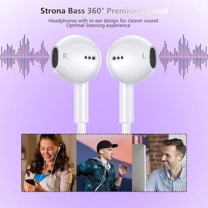 2Pack Wired Headphones for Phone Earbuds/Earphones with Lighning Connector
