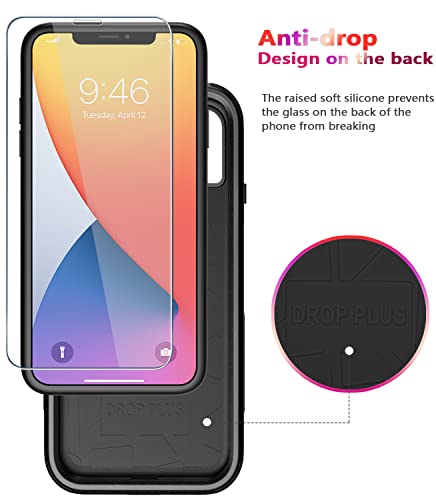 Diverbox for iPhone 11 Case [Shockproof] [Dropproof] [Tempered Glass Screen Protector],Heavy Duty Protection Phone Case Cover for Apple iPhone 11 (Black-3in1) - color: Black-3in1