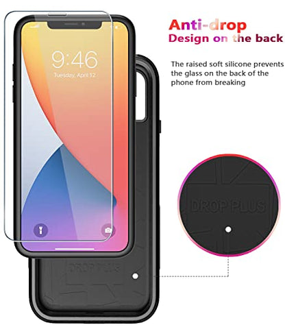 Diverbox for iPhone 11 Case [Shockproof] [Dropproof] [Tempered Glass Screen Protector],Heavy Duty Protection Phone Case Cover for Apple iPhone 11 (Black-3in1) - color: Black-3in1