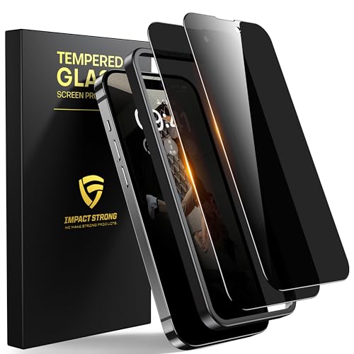 ImpactStrong Anti-Spy Privacy Screen Protector for iPhone 14 Pro Max (6.7-Inch), 9H Tempered Glass, Shatter-Resistant, Anti-Scratch, Easy Install Kit, Case Friendly, 2-Pack - size: iPhone 14 Pro Max