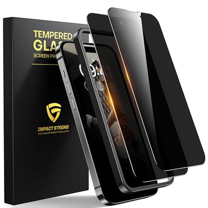 ImpactStrong Anti-Spy Privacy Screen Protector for iPhone 14 Pro Max (6.7-Inch), 9H Tempered Glass, Shatter-Resistant, Anti-Scratch, Easy Install Kit, Case Friendly, 2-Pack - size: iPhone 14 Pro Max