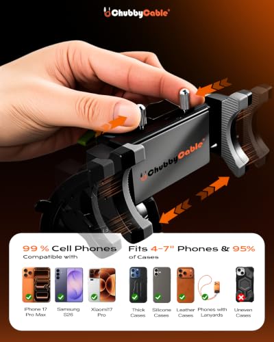 ChubbyGrip Car Phone Holder with Suction Cup and Clamp Head - color: ChubbyGrip Pro (Clamp)-Orange