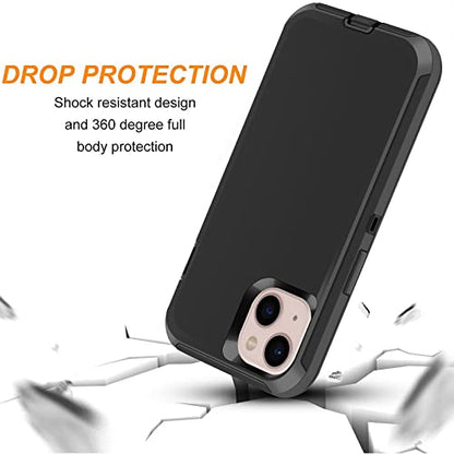 Co-Goldguard Shockproof Case for iPhone 13 with Tempered Glass Screen Protector 3 Layer Military Grade Drop Protection Heavy Duty Protection Rugged Rubber Phone Case Cover for iPhone 13 6.1 Black - color: Black+G