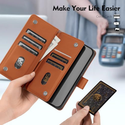 Shieldtop Compatible with Samsung Galaxy S23 Ultra 5G Wallet Case with Card Holder,Women Men RFID Blocking PU Leather Flip TPU Protective Cover Credit Card Slots,Phone Case for S23 Ultra,Light Brown - color: Light Brown, size: Galaxy S23 Ultra - 6.8"