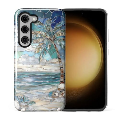 Case for Samsung Galaxy S23,Anti-Scratch Full-Body Cover Shockproof Slim Design Case,PC Hard Shell & Silicone Inner Bumper -Beach Palm Tree - color: Beach Palm Tree, size: Galaxy S23