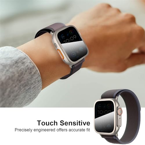 Suoman 2-Pack for Apple Watch Ultra 3/2/1 49mm Privacy Screen Protector, [Anti-peeping] Tempered Glass Ultra-Thin Full Coverage protective film -Titanium+Titanium - color: Privacy-Titanium+Titanium