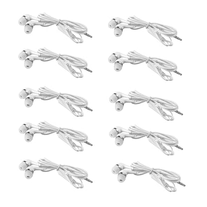 10-Pack Corded Earbuds with Microphone Headset/Headphones Bass Wired White Silicone Pad for iPod iPhone iPad Smartphone Tablet MP3 Player Laptop Computer 3.5mm Jack Plug