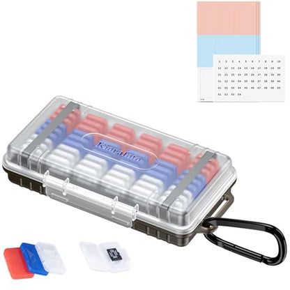 Dual Protect Waterproof MicroSD Card Case w 54 Small Plastic TF Card Cases - color: Transparent for 54 Micro SD（With Box）
