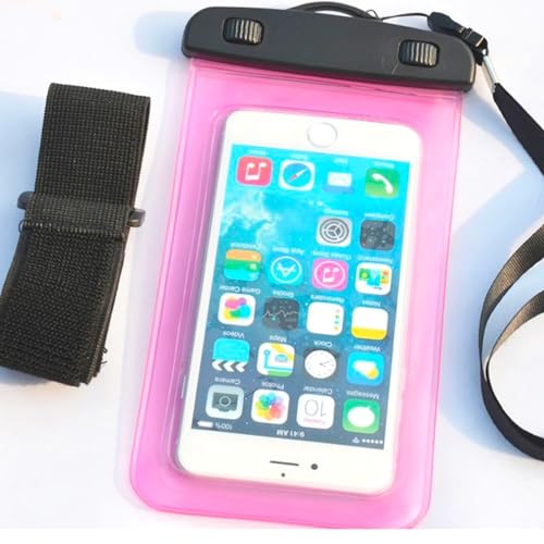 Universal Waterproof Phone Pouch, 1 pcs, Random Color | w/Arm Band, Lanyard Armband, Diving, Beach, Dry Bag Skiing, Water Event, Pool Party