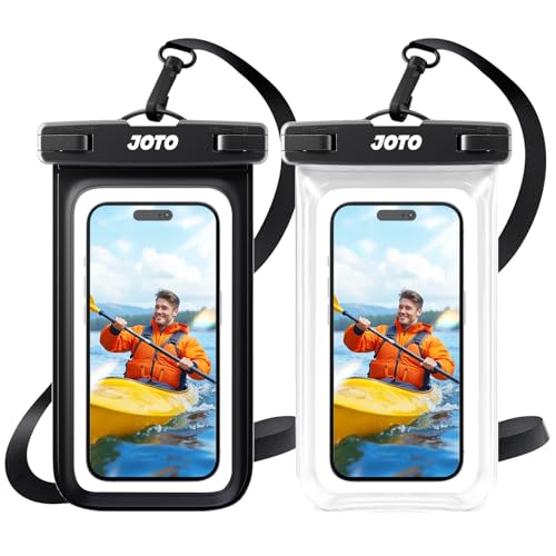 JOTO 2 Pack Waterproof Phone Pouch Case Up to 7", IPX8 Underwater Phone Case Cellphone Dry Bag for iPhone 17/Air 16 15 14 13 12 Pro Max Xs Max XR X 8 7 6S Plus SE/Galaxy S24 S23 S22 -Black/Clear | Fits iPhone 17/Air 16 15 14 13 12 Pro Max Xs XR X 8 7 6S P