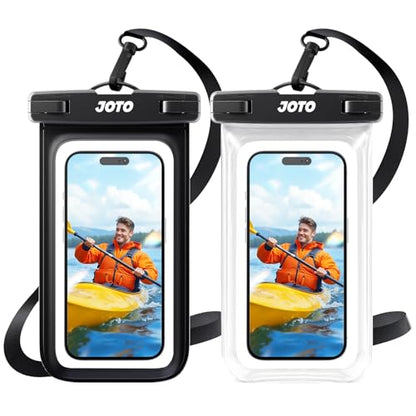 JOTO 2 Pack Waterproof Phone Pouch Case Up to 7", IPX8 Underwater Phone Case Cellphone Dry Bag for iPhone 17/Air 16 15 14 13 12 Pro Max Xs Max XR X 8 7 6S Plus SE/Galaxy S24 S23 S22 -Black/Clear | Fits iPhone 17/Air 16 15 14 13 12 Pro Max Xs XR X 8 7 6S P