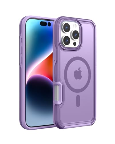 ArtsEvo Strong Magnetic for iPhone 16 Pro Max Case, Compatible with MagSafe, 360° Military-Grade Protection, Slim Translucent Matte Phone Case, Purple - color: Purple, size: iPhone 16 Pro Max