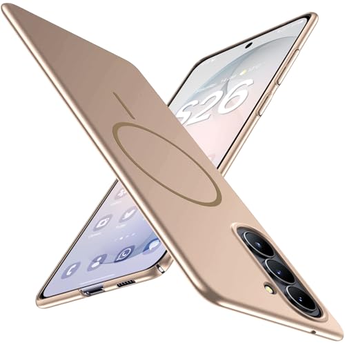 Ultra Thin Case for Samsung Galaxy S26, Silky Touch Anti-Fingerprint, Slim Hard PC Matte Cover Compatible with Mag-Safe Anti-Scratch Shockproof Protective Cases for Samsung S26 5G (Gold) - color: Gold