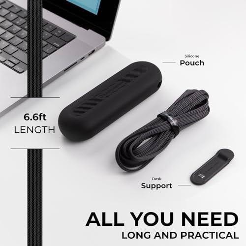 Rolling Square New inCharge XL 6-in-1, (3X Pack) Multi Charging Cable 100W Ultra-Fast Charging, Portable USB and USB-C Cable, 10Ft/3m, Black