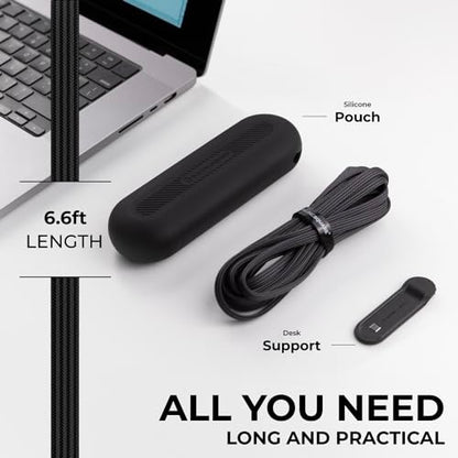 Rolling Square inCharge XL 6-in-1 Multi Charging Cable with 100W Ultra-Fast Charging Power, Portable USB and USB-C Cable, 6.5 Ft/2m, Urban Black - color: Urban Black