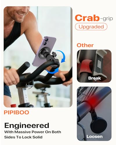 Magnetic Phone Holder Clamp Mount:[24*N55 Magnet] Rotatable Handlebar Accessories for MagSafe for Stroller,Peloton,Steering Wheel,Push Cart,Treadmill,Fit for iPhone 12-17 Series