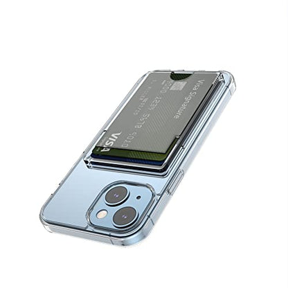 【Upgrade】 for iPhone 13 Clear Wallet Case, Anti-Yellowing Slim Fit Thin TPU Bumper + PC Back Case with 2 Cards Holder - color: Clear, size: iPhone 13
