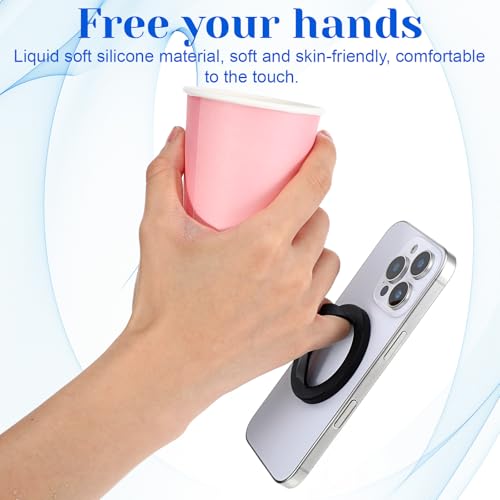 Magnetic Silicone Ring Grip Phone Holder Rotating Finger Loop Ring Grips Holder Soft Portable Magnetic Phones Loops Removable Silicone Loop Grip Compatible with Phone Case Back of Phones