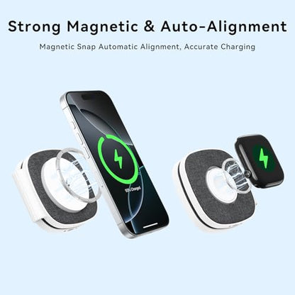 2-in-1 Foldable Charger Compatible with MagSafe iPhone, Watch & AirPods - color: Black