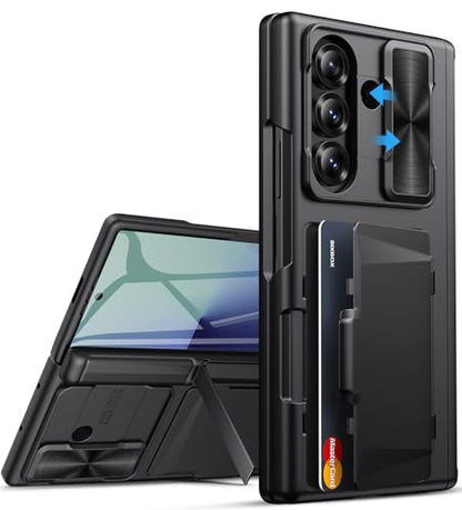 for Samsung Galaxy Z Fold 7 Case, Stand & Card Holder, 2025, Black - color: Black-Z