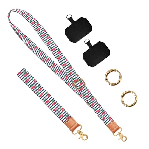 Phone Lanyard Crossbody Wrist Strap, Universal Adjustable Neck Strap for Phone Case Keys ID Badges, Travel Essential - color: Cute Cherry