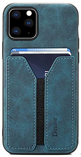 SINIANL Compatible with iPhone 11 Card Case, Ultra Slim Shockproof Leather Credit Card Holder Slot Money Pocket Case, Protective Bumper Phone Cover Blue - color: Blue, size: Compatible with iPhone 11