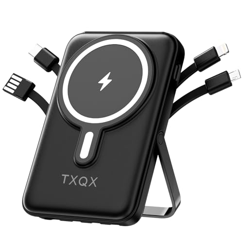 for Magsafe Battery Pack,10000mAh Magnetic Power Bank 22.5W PD Fast Charging with LED Display,Wireless Portable Charger with Built-in Cables and Stand for iPhone 17/16/15/14/13/12/Pro/Pro Max - color: Black-2